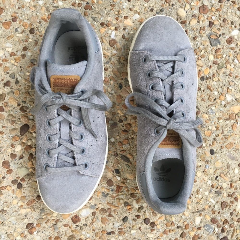Men’s Adidas Stan Smith Gray Suede Shoes 5